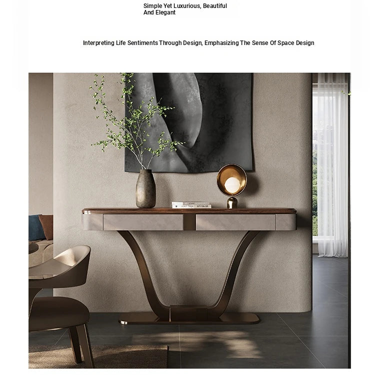 Elegant PU Leather and Black Walnut Cabinet with Metal Accents - Modern Home Storage Solution fsu-5241