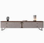 Stylish PU Leather TV Stand with Black Walnut Top and Metal Legs – Modern and Functional Entertainment Unit fsu-5242