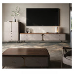 Stylish PU Leather TV Stand with Black Walnut Top and Metal Legs – Modern and Functional Entertainment Unit fsu-5242