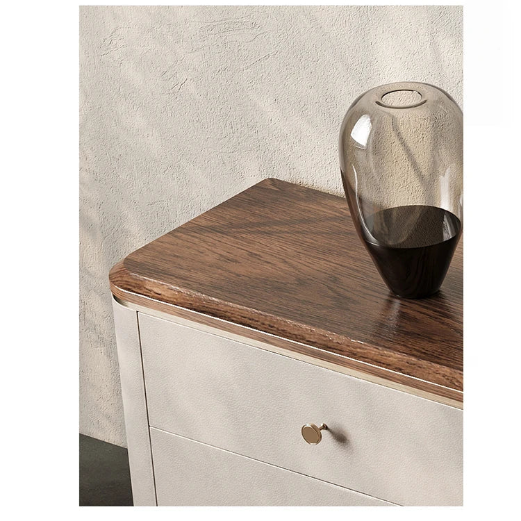 Stylish PU Leather TV Stand with Black Walnut Top and Metal Legs – Modern and Functional Entertainment Unit fsu-5242