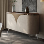 Modern PU Leather Cabinet with Black Walnut Wood Finish – Stylish Storage Solution fsu-5243