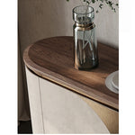 Modern PU Leather Cabinet with Black Walnut Wood Finish – Stylish Storage Solution fsu-5243