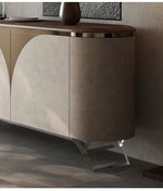 Modern PU Leather Cabinet with Black Walnut Wood Finish – Stylish Storage Solution fsu-5243