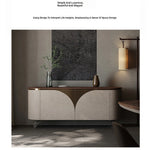 Modern PU Leather Cabinet with Black Walnut Wood Finish – Stylish Storage Solution fsu-5243