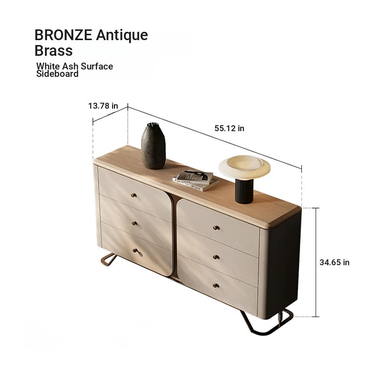 Stylish PU Leather Cabinet with Ash Wood and Black Walnut Finish – Modern Storage Solution for Your Home fsu-5244