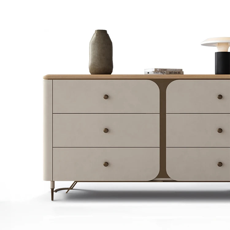 Stylish PU Leather Cabinet with Ash Wood and Black Walnut Finish – Modern Storage Solution for Your Home fsu-5244