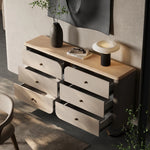 Stylish PU Leather Cabinet with Ash Wood and Black Walnut Finish – Modern Storage Solution for Your Home fsu-5244