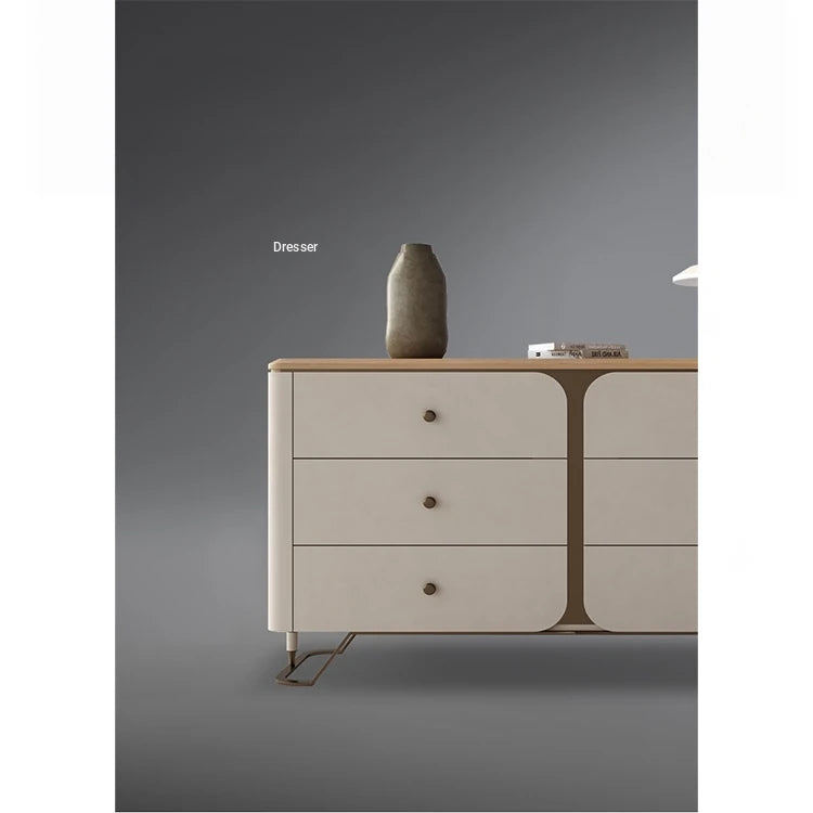 Stylish PU Leather Cabinet with Ash Wood and Black Walnut Finish – Modern Storage Solution for Your Home fsu-5244