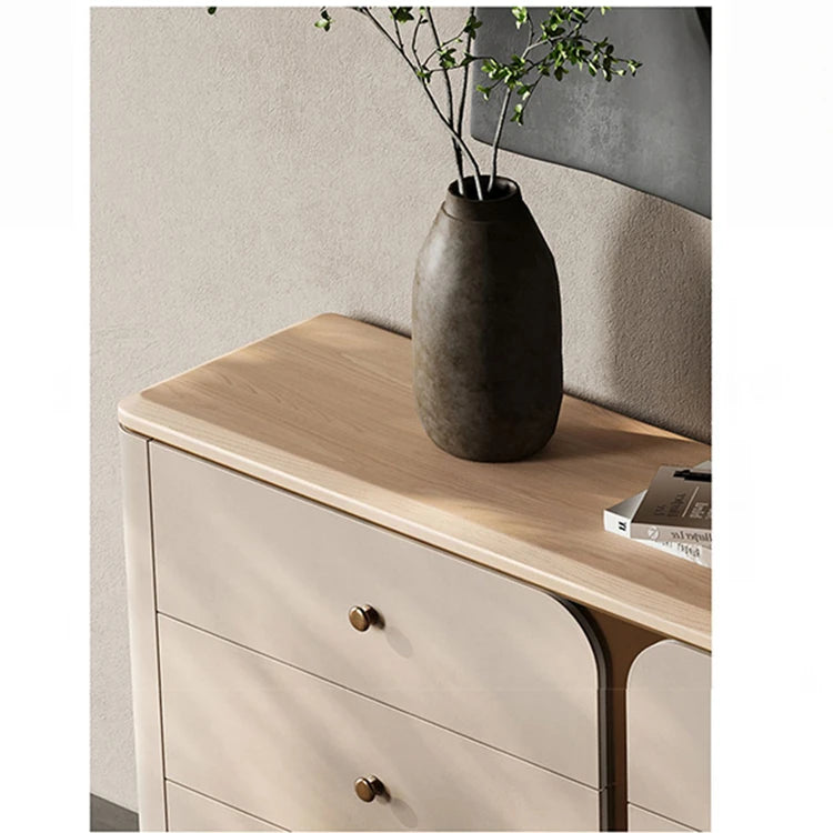 Stylish PU Leather Cabinet with Ash Wood and Black Walnut Finish – Modern Storage Solution for Your Home fsu-5244