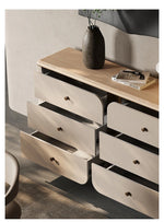 Stylish PU Leather Cabinet with Ash Wood and Black Walnut Finish – Modern Storage Solution for Your Home fsu-5244