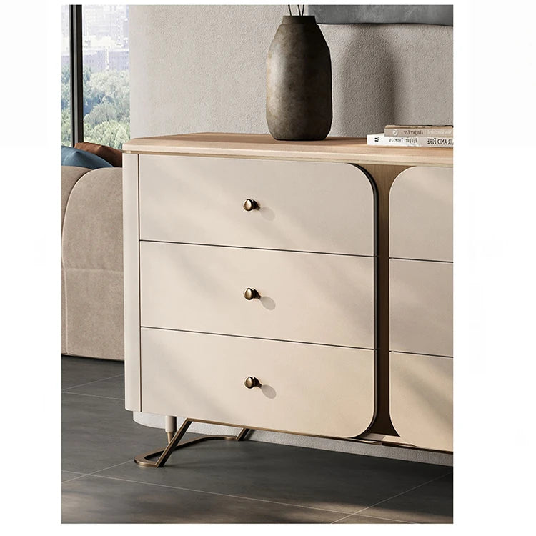 Stylish PU Leather Cabinet with Ash Wood and Black Walnut Finish – Modern Storage Solution for Your Home fsu-5244