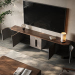 Sleek PU Leather TV Stand with Black Walnut Wood Finish - Modern Multi-Layer Board Design for Stylish Living Rooms fsu-5245