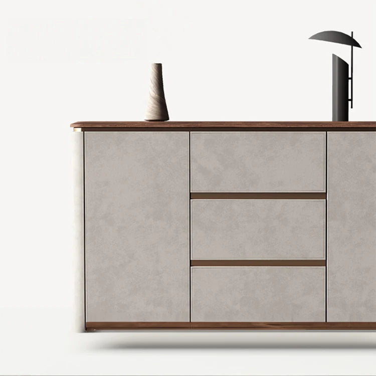 Elegant PU Leather Cabinet with Black Walnut Wood Finish - Modern Storage Solution for Stylish Interiors fsu-5246