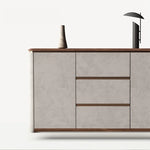 Elegant PU Leather Cabinet with Black Walnut Wood Finish - Modern Storage Solution for Stylish Interiors fsu-5246