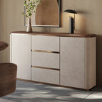 Elegant PU Leather Cabinet with Black Walnut Wood Finish - Modern Storage Solution for Stylish Interiors fsu-5246