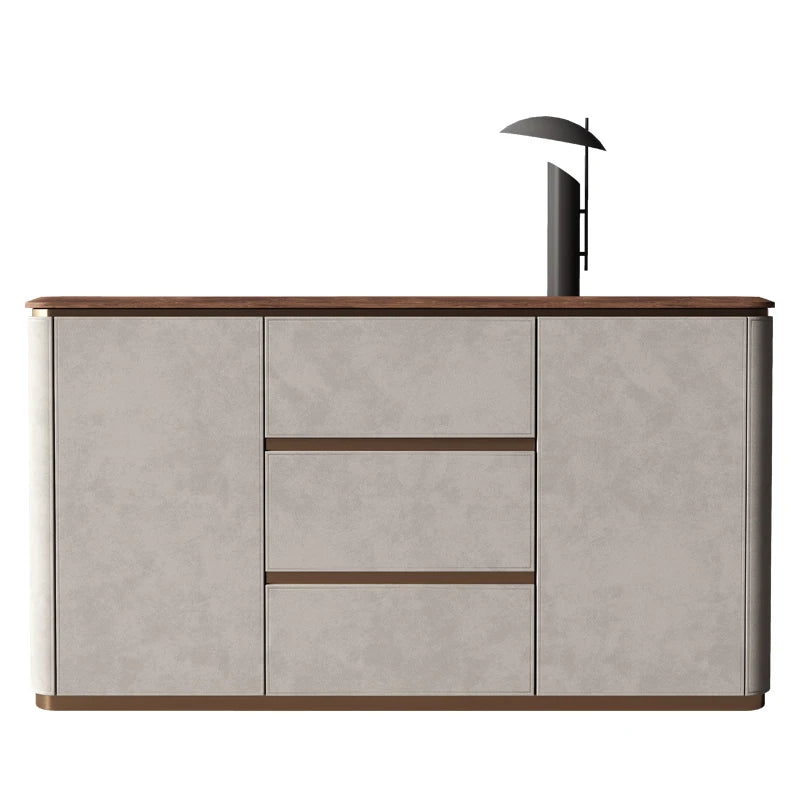 Elegant PU Leather Cabinet with Black Walnut Wood Finish - Modern Storage Solution for Stylish Interiors fsu-5246