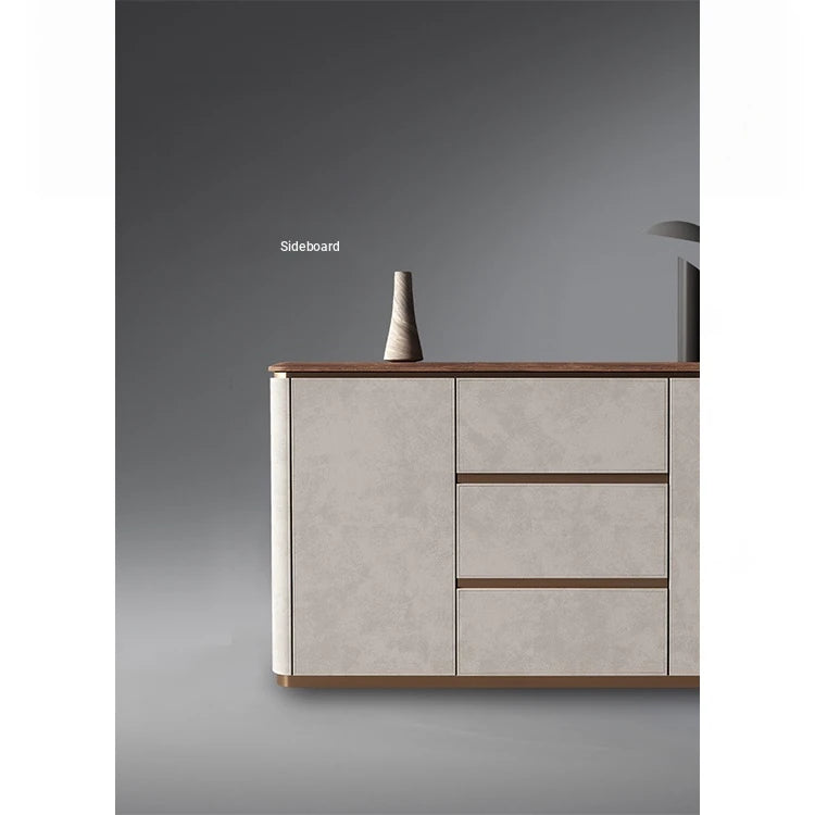 Elegant PU Leather Cabinet with Black Walnut Wood Finish - Modern Storage Solution for Stylish Interiors fsu-5246