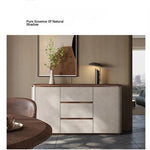 Elegant PU Leather Cabinet with Black Walnut Wood Finish - Modern Storage Solution for Stylish Interiors fsu-5246