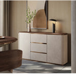 Elegant PU Leather Cabinet with Black Walnut Wood Finish - Modern Storage Solution for Stylish Interiors fsu-5246