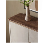 Elegant PU Leather Cabinet with Black Walnut Wood Finish - Modern Storage Solution for Stylish Interiors fsu-5246