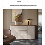 Elegant PU Leather Cabinet with Black Walnut Wood Finish - Modern Storage Solution for Stylish Interiors fsu-5246