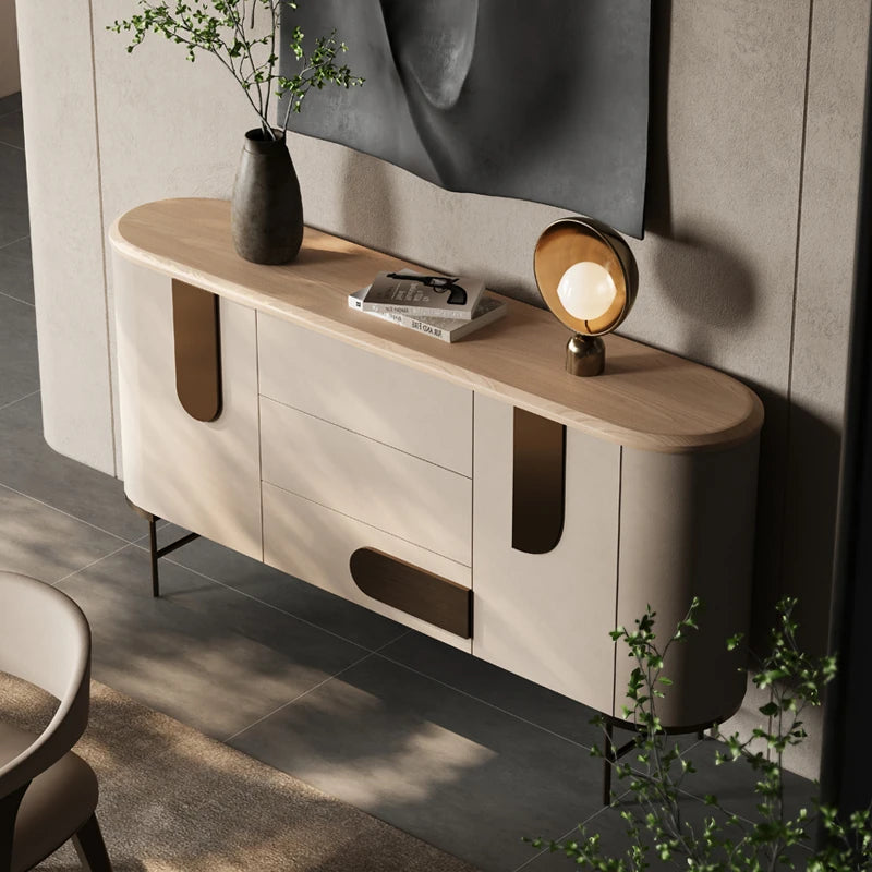 Modern PU Leather and Ash Wood Cabinet - Stylish Storage Solution for Contemporary Interiors fsu-5247