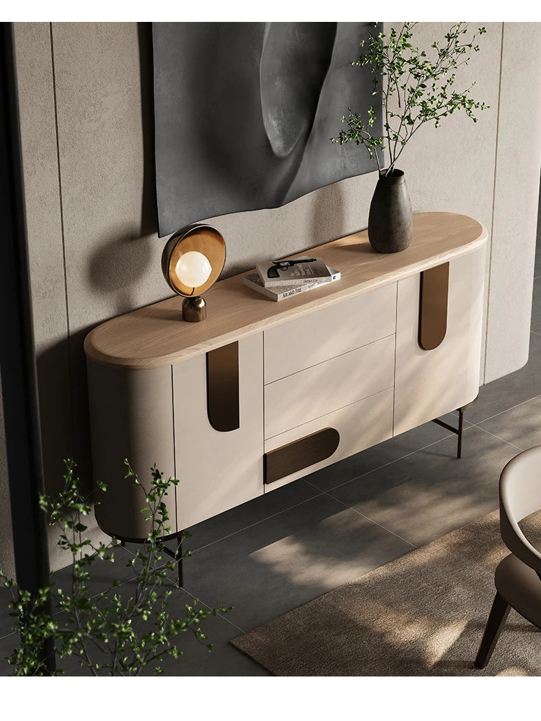 Modern PU Leather and Ash Wood Cabinet - Stylish Storage Solution for Contemporary Interiors fsu-5247