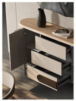 Modern PU Leather and Ash Wood Cabinet - Stylish Storage Solution for Contemporary Interiors fsu-5247