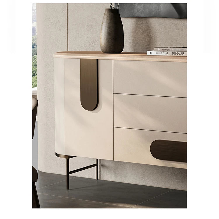 Modern PU Leather and Ash Wood Cabinet - Stylish Storage Solution for Contemporary Interiors fsu-5247