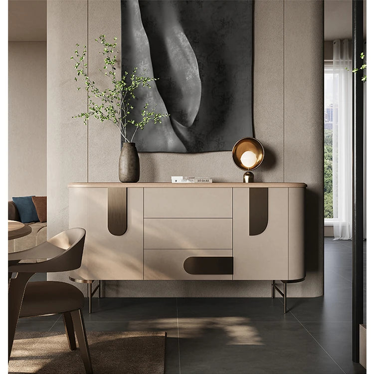 Modern PU Leather and Ash Wood Cabinet - Stylish Storage Solution for Contemporary Interiors fsu-5247