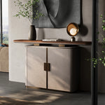 Elegant PU Leather and Black Walnut Wood Cabinet - Modern Storage Solution for Stylish Homes fsu-5248