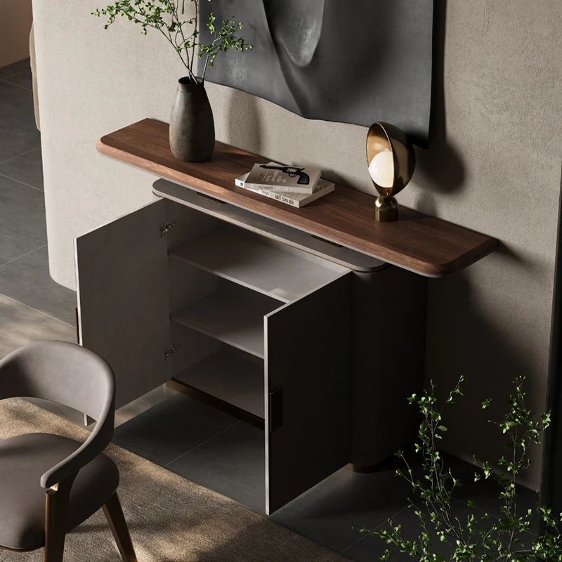 Elegant PU Leather and Black Walnut Wood Cabinet - Modern Storage Solution for Stylish Homes fsu-5248