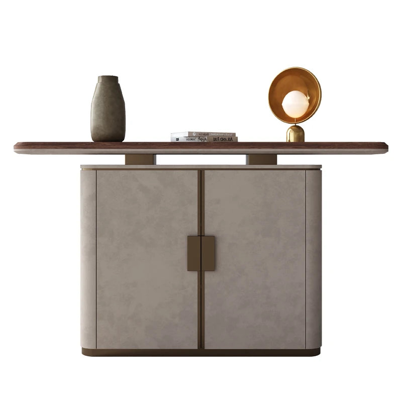 Elegant PU Leather and Black Walnut Wood Cabinet - Modern Storage Solution for Stylish Homes fsu-5248