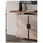 Elegant PU Leather and Black Walnut Wood Cabinet - Modern Storage Solution for Stylish Homes fsu-5248