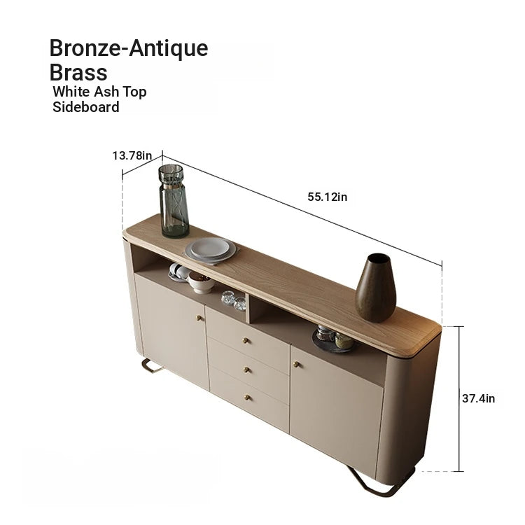 Stylish PU Leather Cabinet with Ash Wood Top – Modern Storage Solution for Any Room! fsu-5249