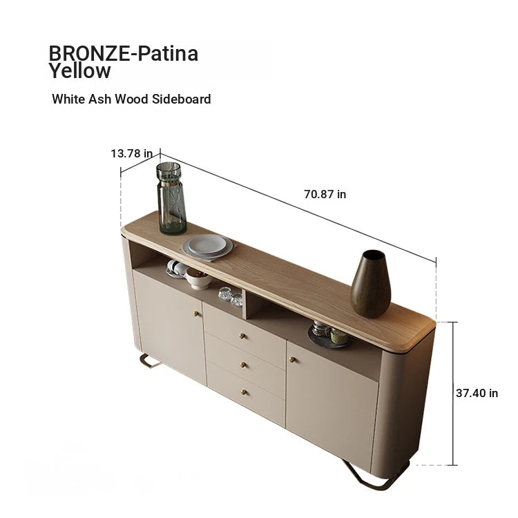 Stylish PU Leather Cabinet with Ash Wood Top – Modern Storage Solution for Any Room! fsu-5249