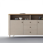 Stylish PU Leather Cabinet with Ash Wood Top – Modern Storage Solution for Any Room! fsu-5249