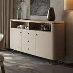 Stylish PU Leather Cabinet with Ash Wood Top – Modern Storage Solution for Any Room! fsu-5249