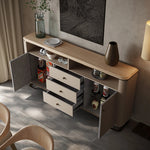 Stylish PU Leather Cabinet with Ash Wood Top – Modern Storage Solution for Any Room! fsu-5249