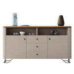 Stylish PU Leather Cabinet with Ash Wood Top – Modern Storage Solution for Any Room! fsu-5249