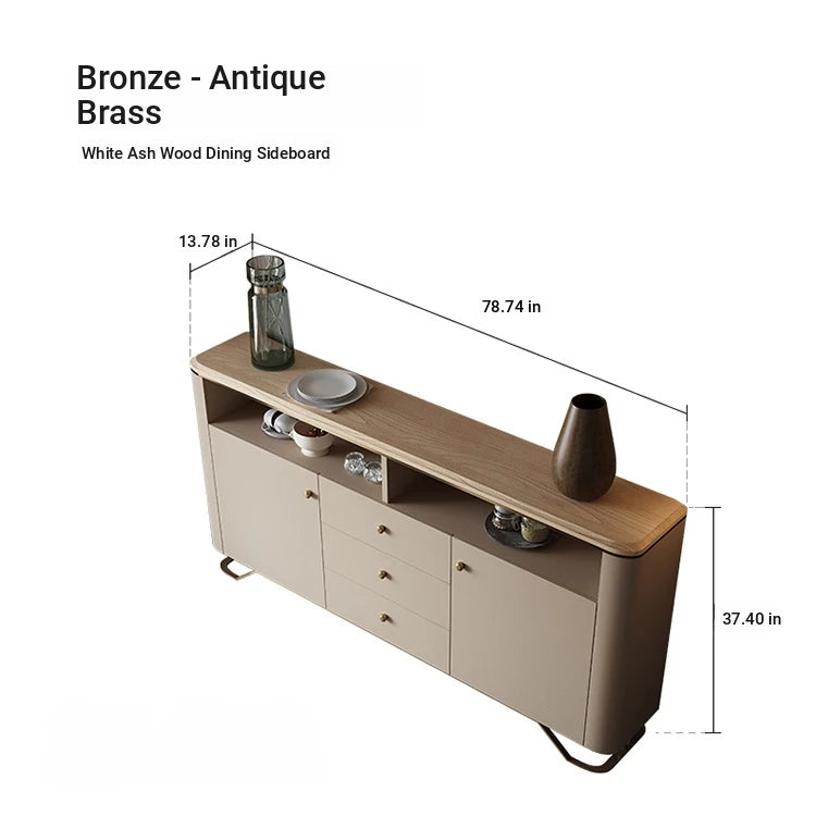 Stylish PU Leather Cabinet with Ash Wood Top – Modern Storage Solution for Any Room! fsu-5249