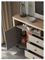 Stylish PU Leather Cabinet with Ash Wood Top – Modern Storage Solution for Any Room! fsu-5249