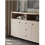 Stylish PU Leather Cabinet with Ash Wood Top – Modern Storage Solution for Any Room! fsu-5249