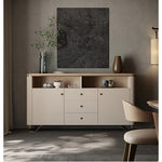 Stylish PU Leather Cabinet with Ash Wood Top – Modern Storage Solution for Any Room! fsu-5249