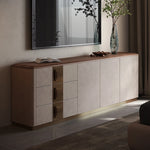 Luxurious PU Leather TV Stand with Black Walnut Wood Finish - Elegant & Stylish Entertainment Center fsu-5250