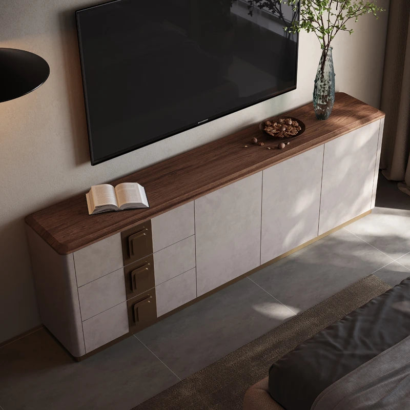 Luxurious PU Leather TV Stand with Black Walnut Wood Finish - Elegant & Stylish Entertainment Center fsu-5250
