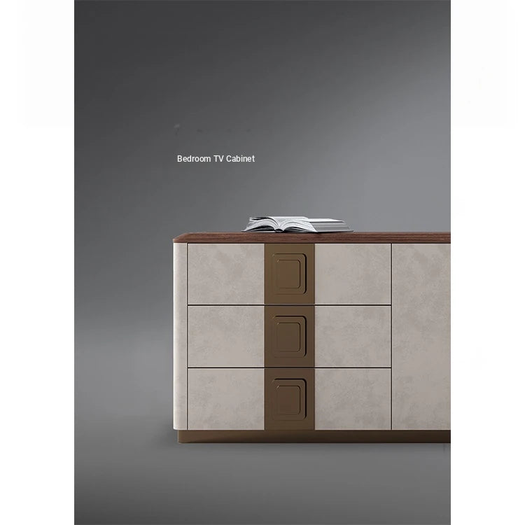 Luxurious PU Leather TV Stand with Black Walnut Wood Finish - Elegant & Stylish Entertainment Center fsu-5250