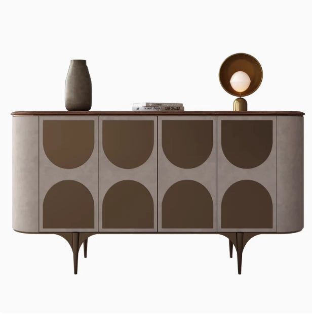 Stylish PU Leather Cabinet with Black Walnut Wood Top - Modern Storage Solution for Any Room fsu-5251