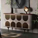 Stylish PU Leather Cabinet with Black Walnut Wood Top - Modern Storage Solution for Any Room fsu-5251