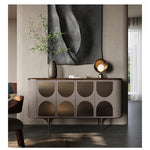 Stylish PU Leather Cabinet with Black Walnut Wood Top - Modern Storage Solution for Any Room fsu-5251